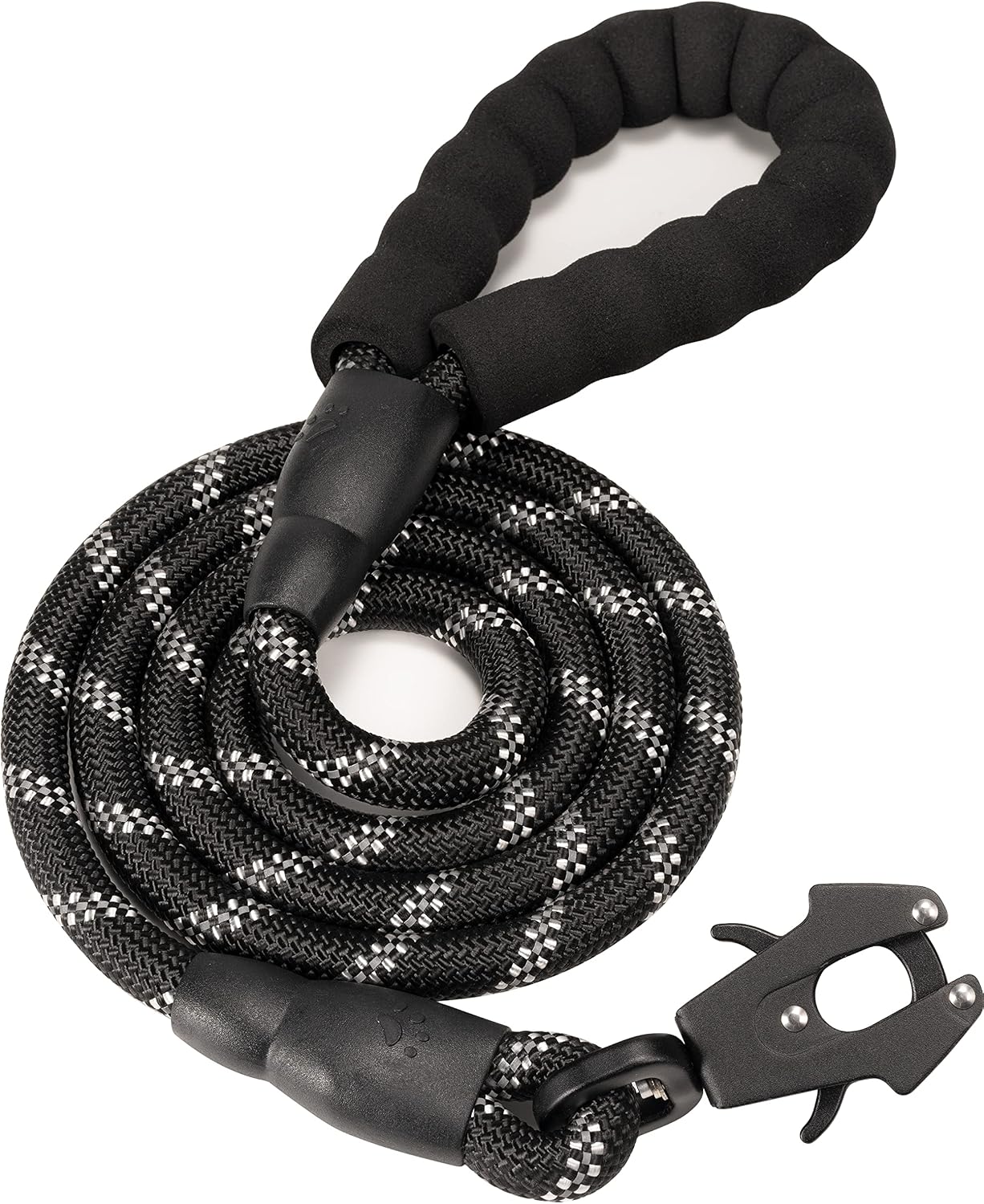 GEIT heavy duty dog leash black front view with tactical frog clip