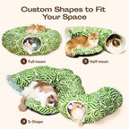 Close up view of the durable scratch resistant canvas fabric and non slip base of the MEOWFIA cat tunnel