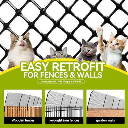 Primal Purr 33FT cat barrier mounted on wooden fence