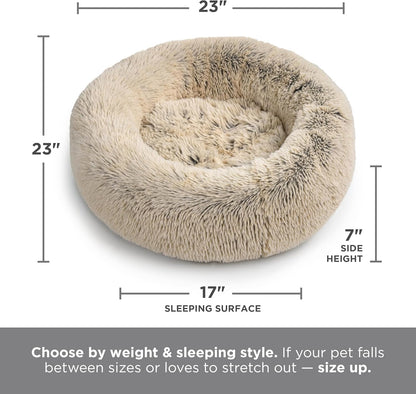 Best Friends by Sheri The Original Calming Donut Dog Bed for Small Dogs up to 25 lbs, Shag Faux Fur, Taupe, 23" x 23" - Image 9