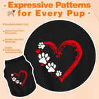Detail of heart and paw print on dog shirt