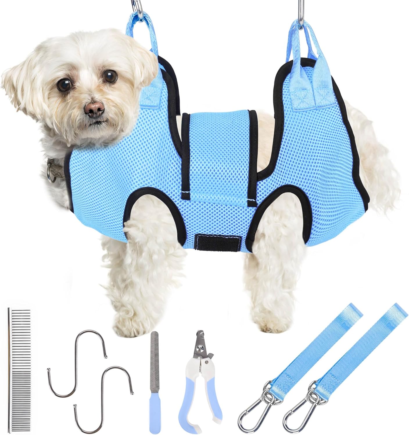 PatiencET Dog Grooming Hammock for Small Dogs Pet Hammock for Nail Trimming Dog Sling for Nail Clipping Dog Hanging Harness (Black S) - Image 10
