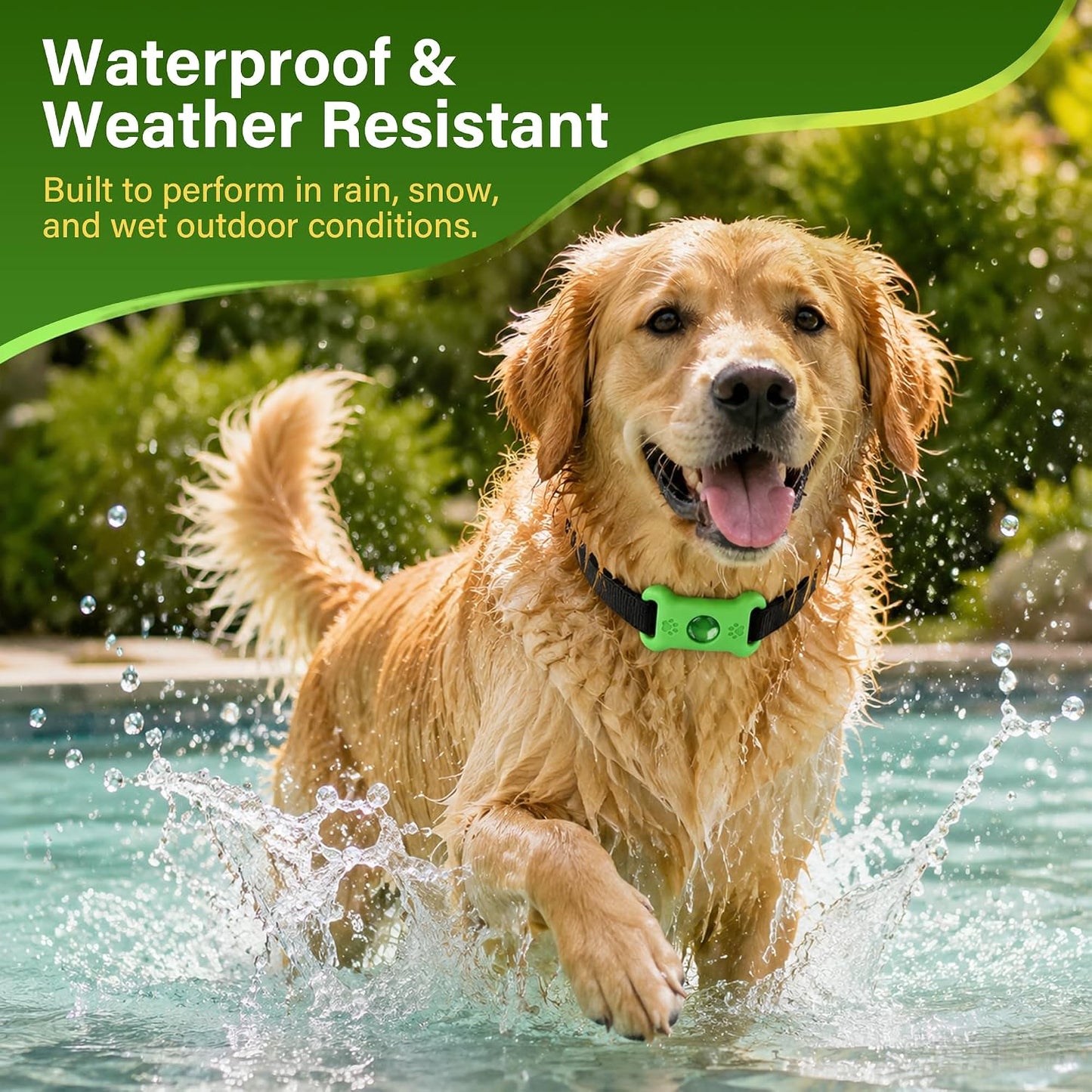 Green aromatherapy calming tag for dogs and cats being attached to a standard pet harness.