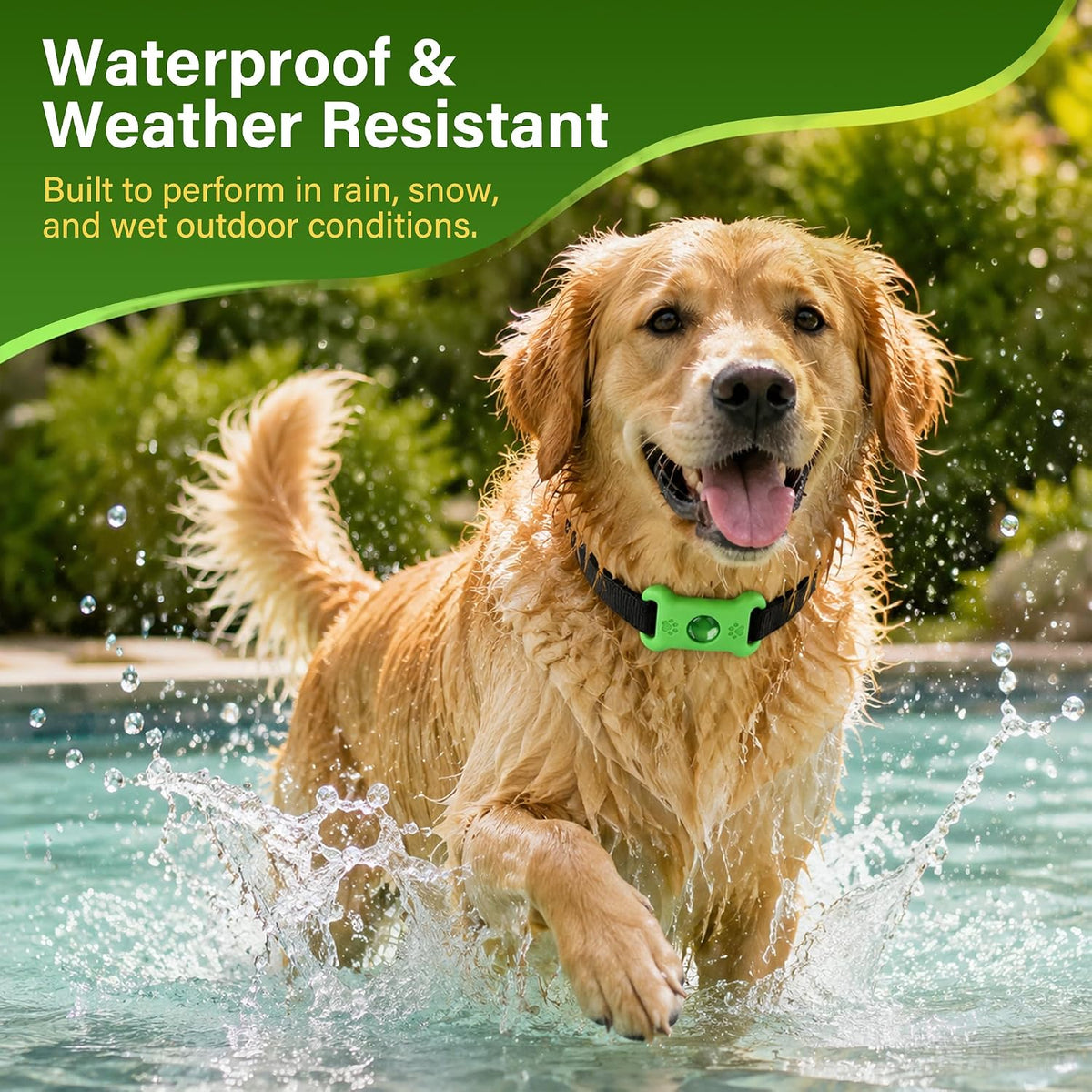 Green aromatherapy calming tag for dogs and cats being attached to a standard pet harness.