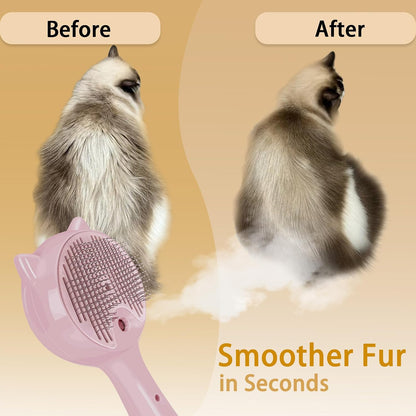 Pet steam brush held in hand for ergonomic demonstration