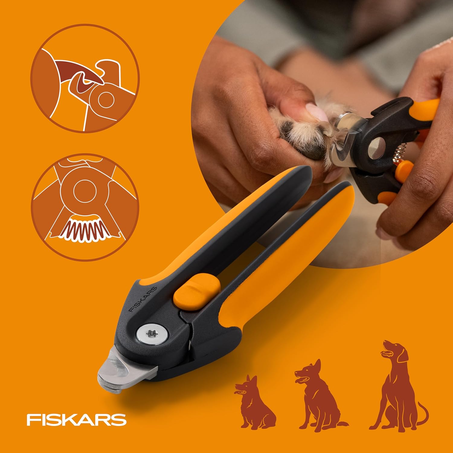 Fiskars Pet Large Nail Clippers, Cat and Dog Nail Trimmers for Grooming, Pet Supplies with Semi-Circular Blade & SoftGrip Handle with Safety Lock, 5.75", Orange/Black - Image 9