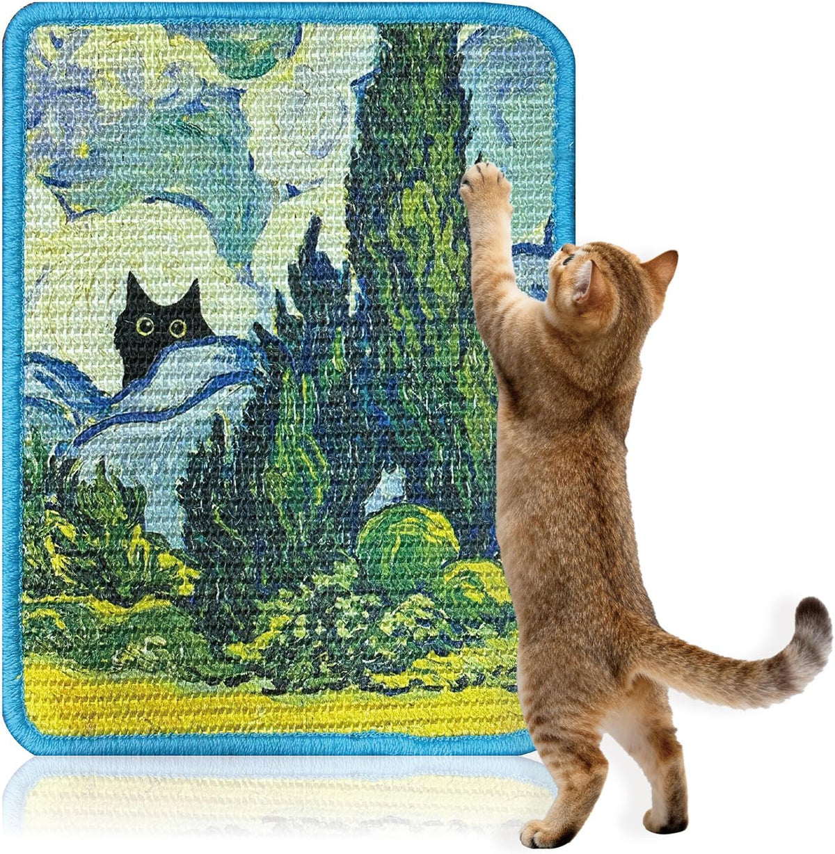 3 Pcs Sisal Cat Scratcher Mat 15x12 Inch - Art Cat Wall Scratcher with Adhesive Hook Loop Tape for Indoor Cats, Durable Wall Mounted Cat Scratch Pad to Protect Couch and Carpet - Image 9
