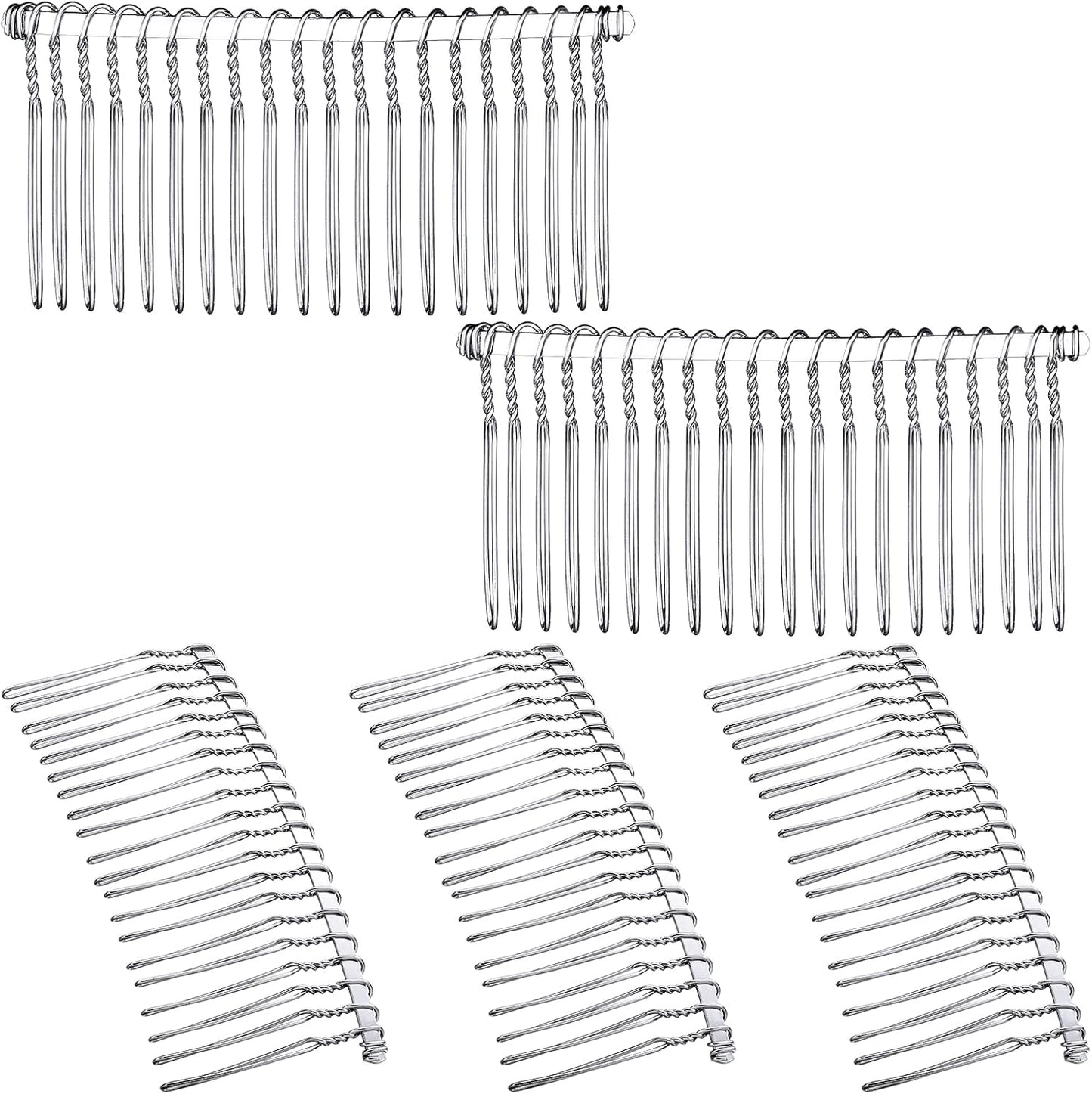 Hicarer 20 teeth metal hair combs front view for bridal styling
