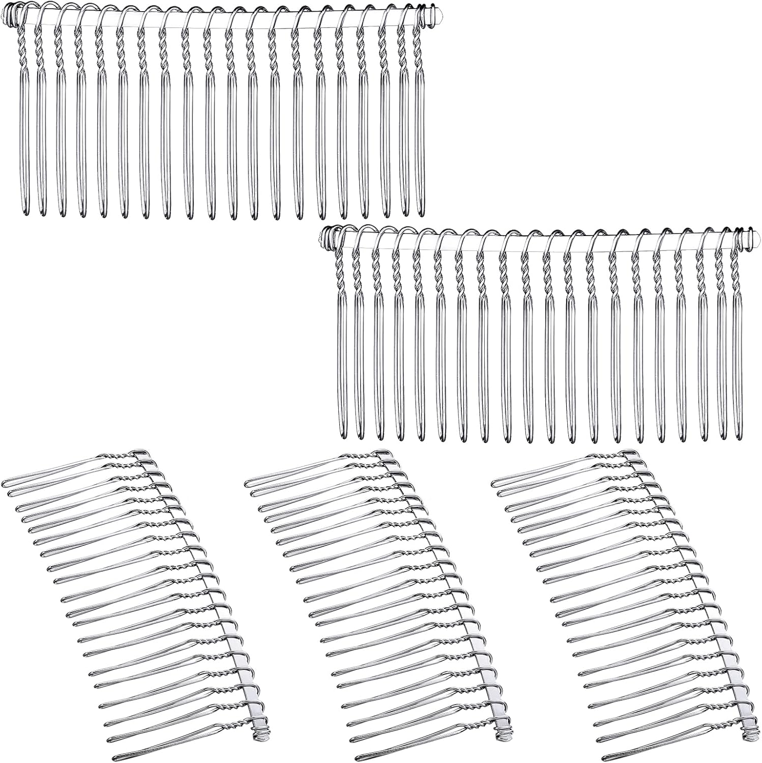 Hicarer 20 teeth metal hair combs front view for bridal styling