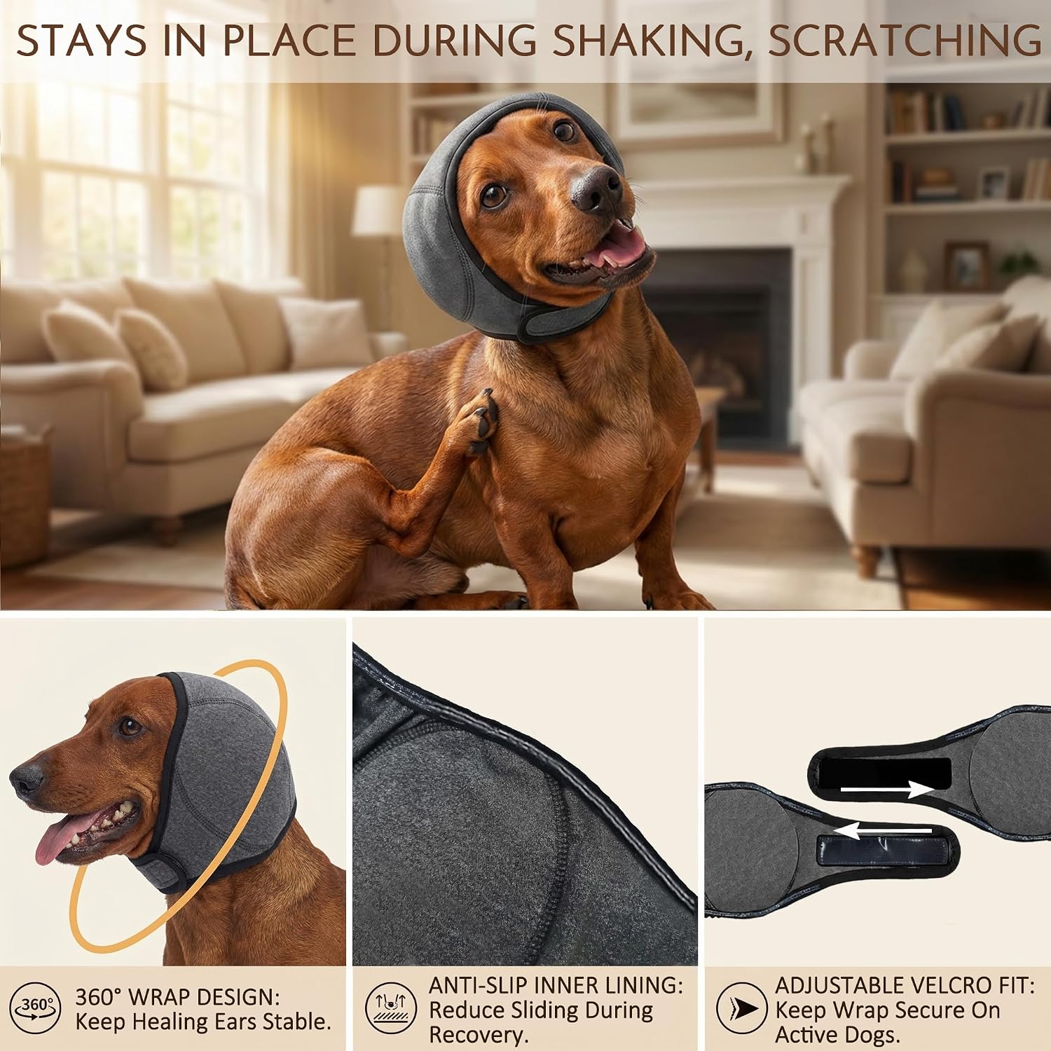 HOFI dog post surgery ear protection sleeve breathable mesh design