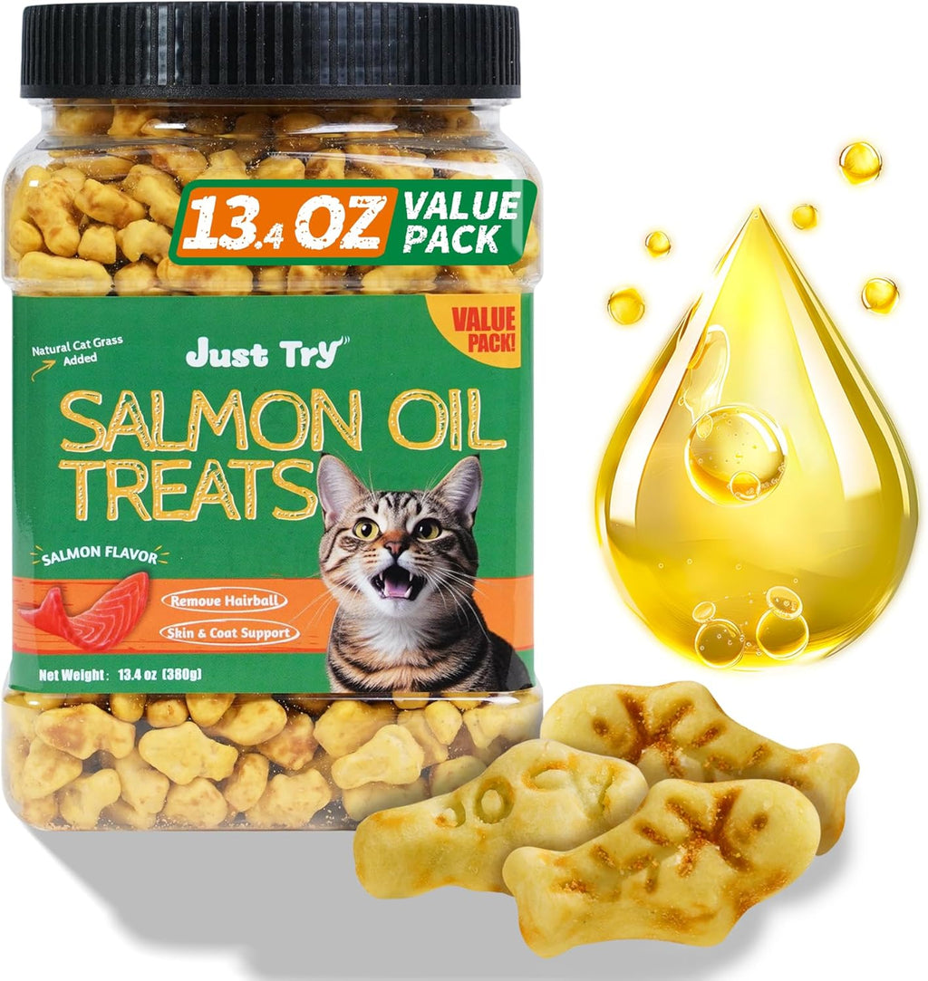 Just Try Cat Treats for Indoor Cats Hairball Control Natural Salmon Healthy Cat Grass Treats Kitten Snacks Training Biscuits Catnip for Cats Dental Care 13.4 OZ - Image 15