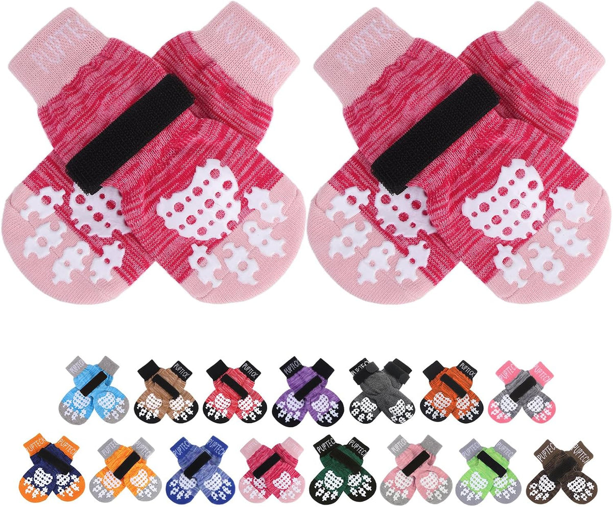 PUPTECK Anti-Slip Dog Socks with Double Sides Grips for Small Medium Large Dogs Hardwood Floors Prevents Licking, Dog Shoes for Hot Pavement Traction Control Paw Protector for Senior Dogs, Grey L - Image 15