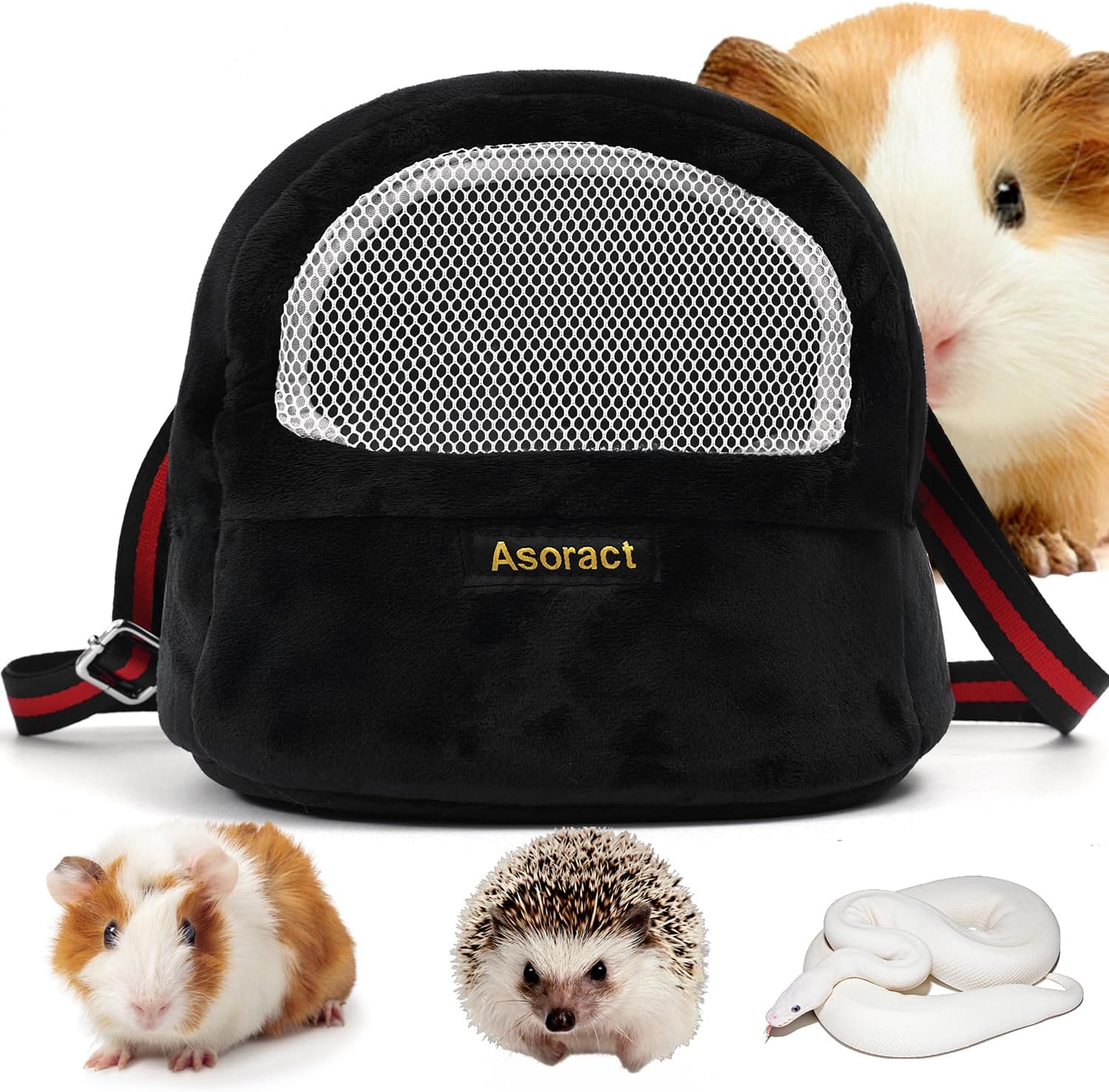 Hamster Carrier Bag, Upgraded Small Animal Bonding Soft Hedgehog Pouch Portable Outgoing Travel Bag with Adjustable Strap and Breathable Mesh for Squirrel Mice Sugar Glider Etc (Black, L) - Image 9