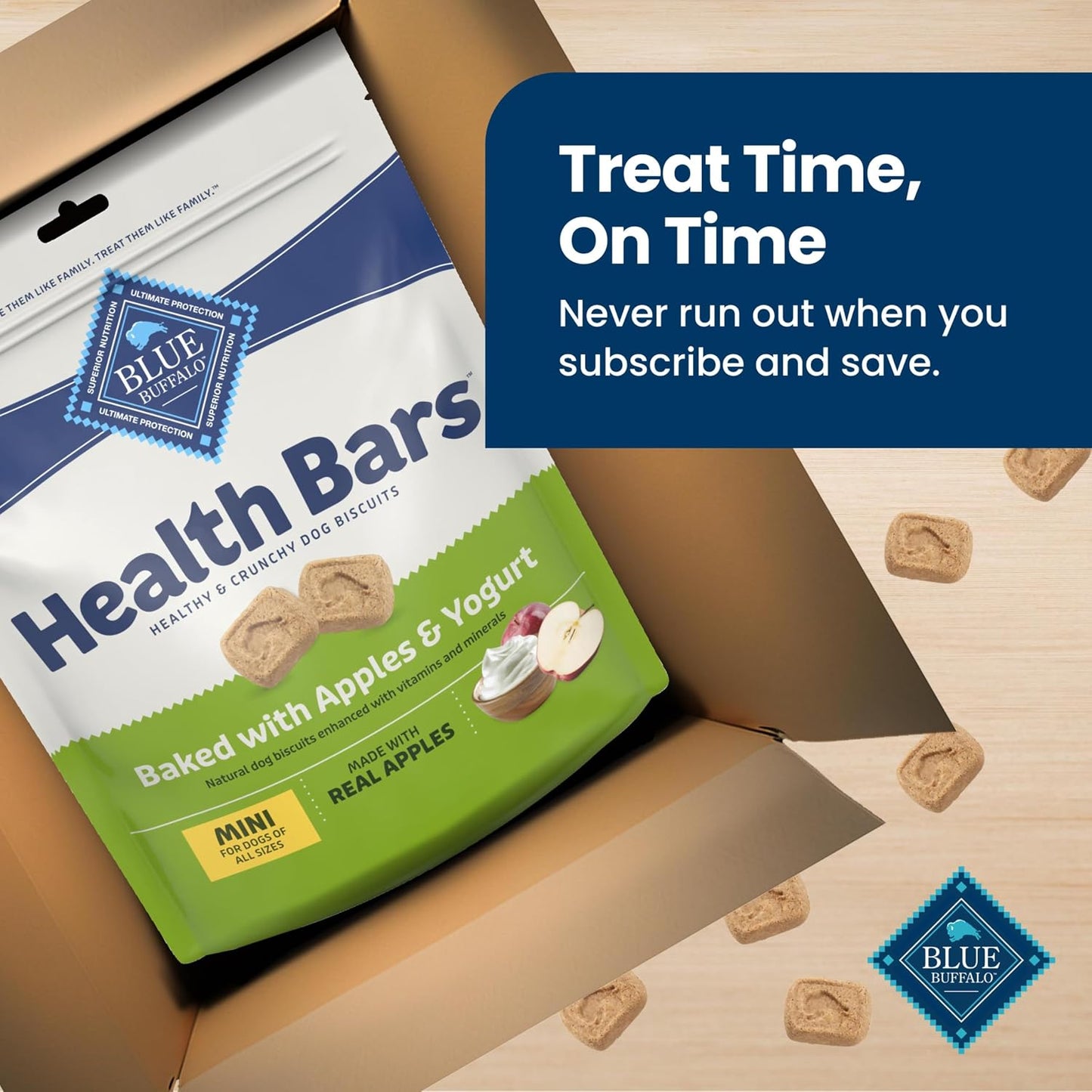 Blue Buffalo Mini Health Bars Apples & Yogurt Crunchy Dog Biscuits, Bite-Sized for Training, Oven-Baked with Real Apples & Natural Ingredients, Healthy Dog Treats, 16 oz. - Image 10