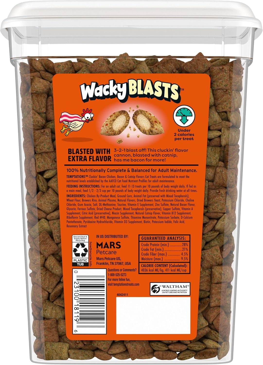 Temptations Wacky Blasts Cat Treats, Cluckin' Bacon Flavor, 16 oz. Pouch - Image 9