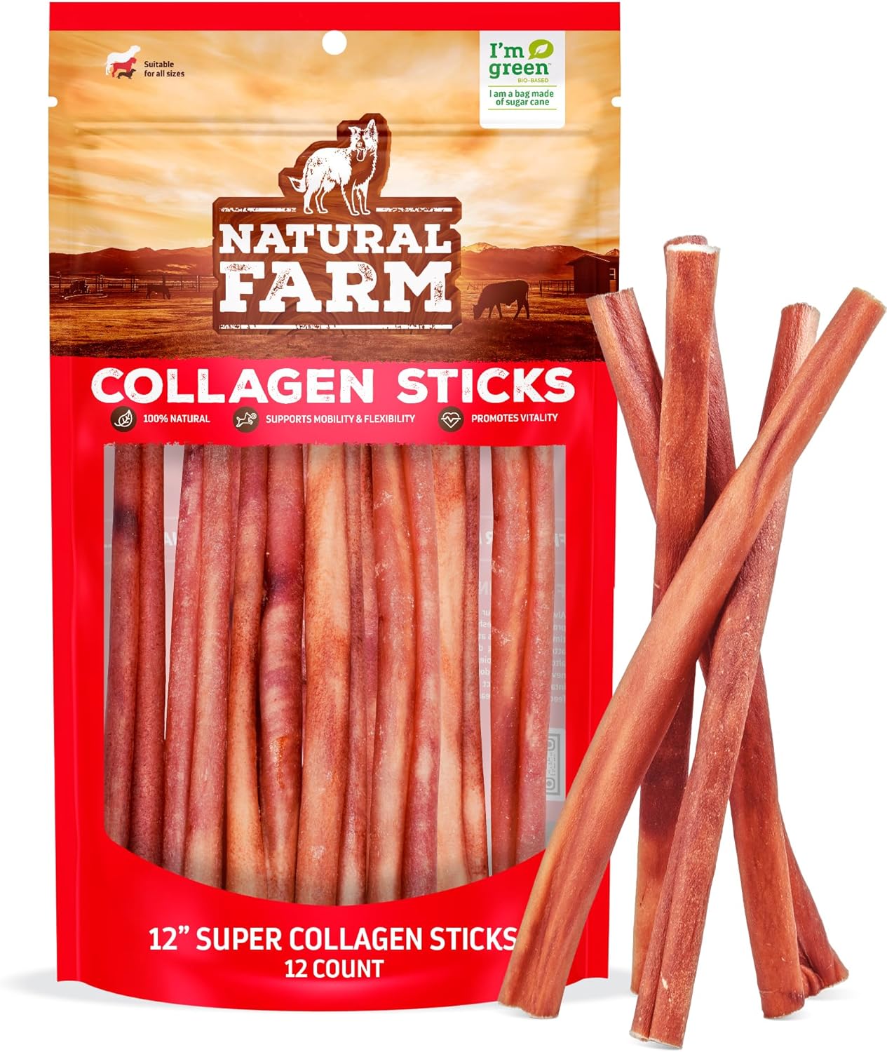 Natural Farm Odor-Free Super Collagen Dog Chews (6-Inch, 20-Pack) The First Ever Real Bull Sticks Alternative: 100% Natural Angus Hide Collagen Treats - More Protein, More Chew Time for All Dogs - Image 13