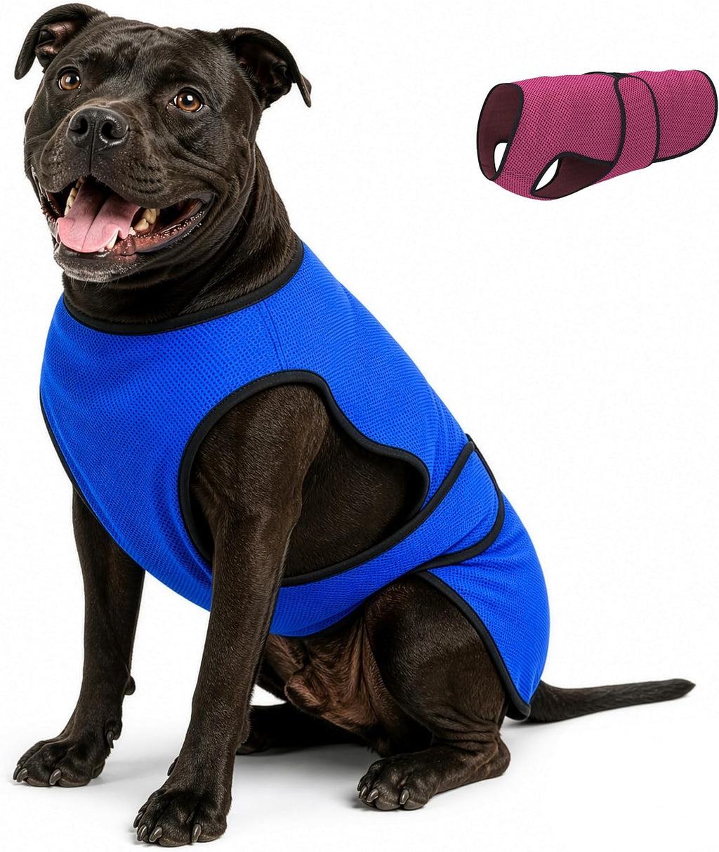Dogzstuff dog cooling vest front view dark blue