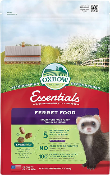 Oxbow Essentials Ferret Food front packaging view showcasing high protein formula