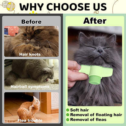 Shopvilla self cleaning pet slicker brush being used on a dog coat
