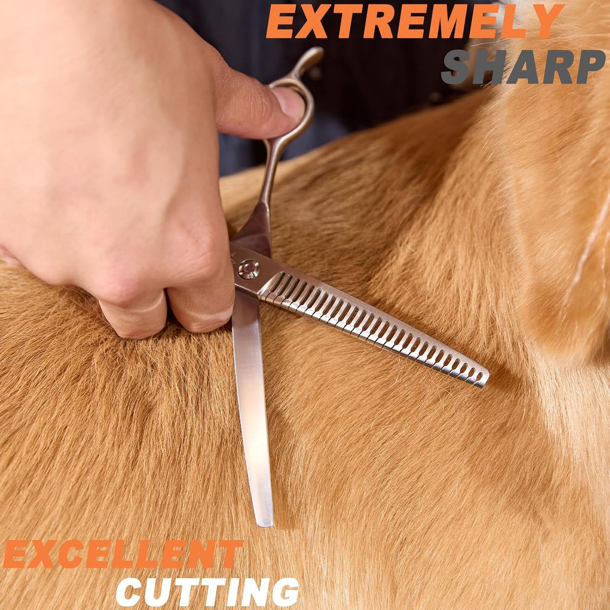 High-end Professional Dog Grooming Curved Thinning Scissors Teeth Blending Shears Pet Texturizing Thinner Blender Shears 7 Inch Extremely Very Sharp Made Of Stainless Steel Alloy For Dog Cat Groomer - Image 9