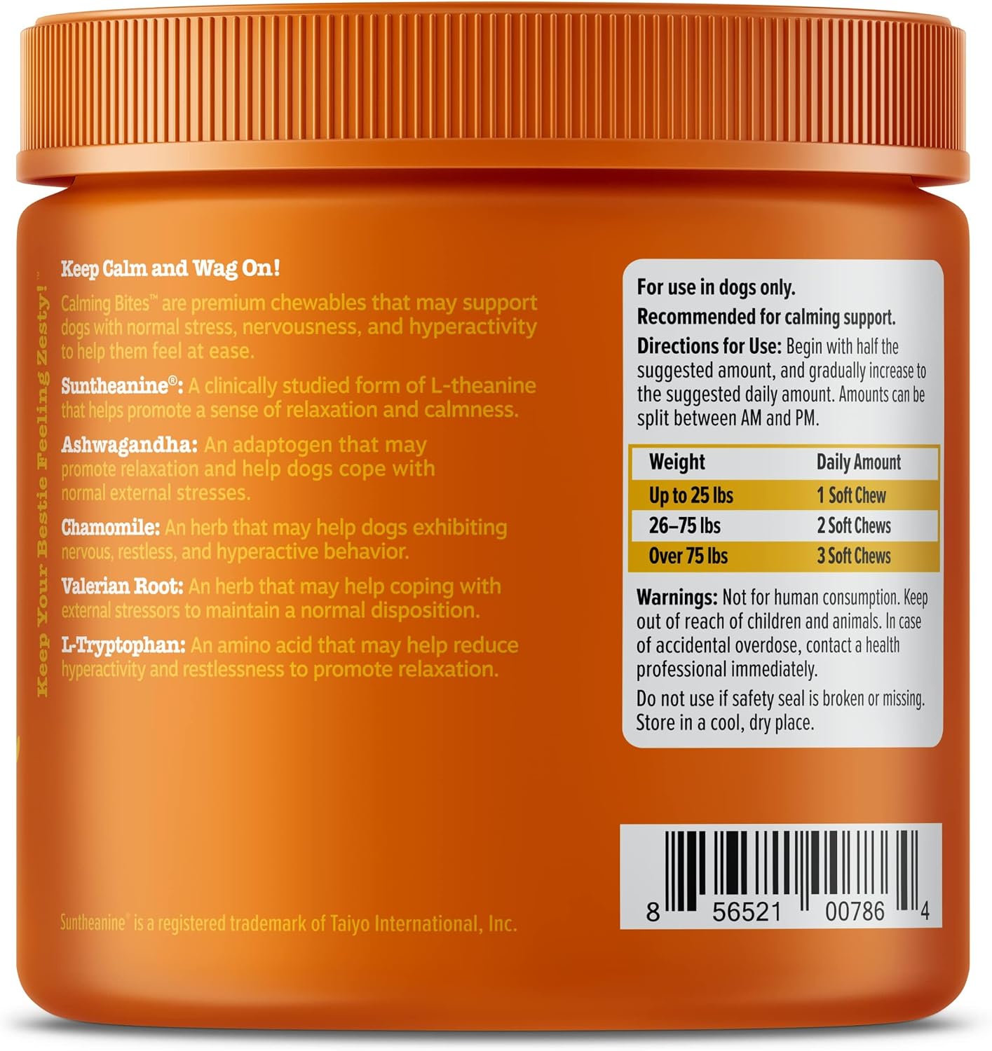Zesty Paws separation anxiety formula dog chews weight dosage instructions