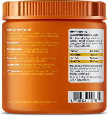 Zesty Paws separation anxiety formula dog chews weight dosage instructions