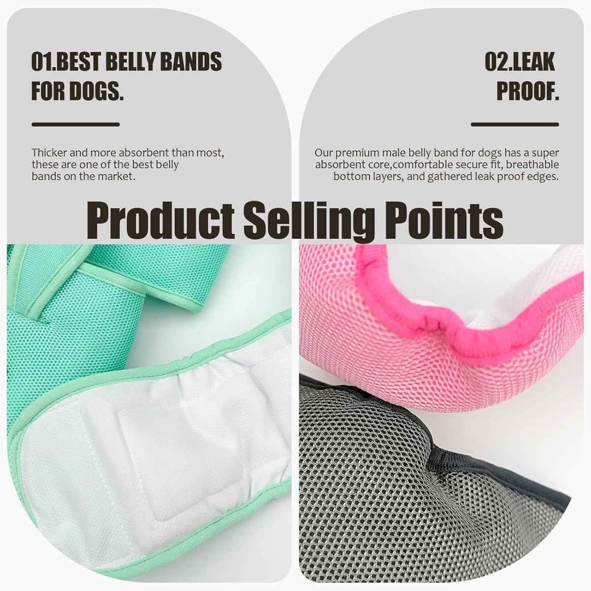 Colenumone reusable male pet wrap showing high absorption core layers