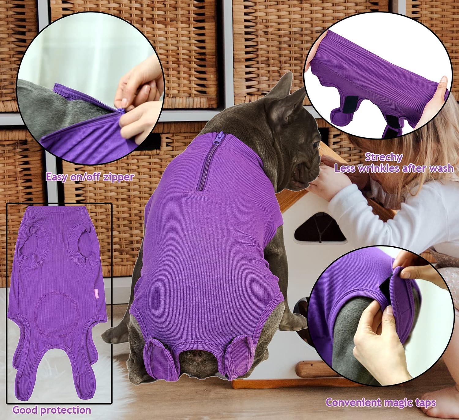 Wabdhaly breathable dog recovery bodysuit protective clothing for wounds