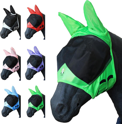 T TEKE Fine Mesh Horse Fly Mask w/Ears, UV Blocking 3D Eye Visor with Extra Fleece Cushioned Forehead, Protection from Insect Pests - Image 15