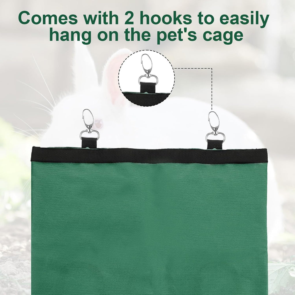 2 Pcs Rabbit Hay Feeder,Guinea Pig Hay Feeder,13x10.8 Inch Guinea Pig Bag,Small Animal Feeding Bag for Rabbits, Hamsters, Hedgehogs(3 Holes,Green) - Image 5