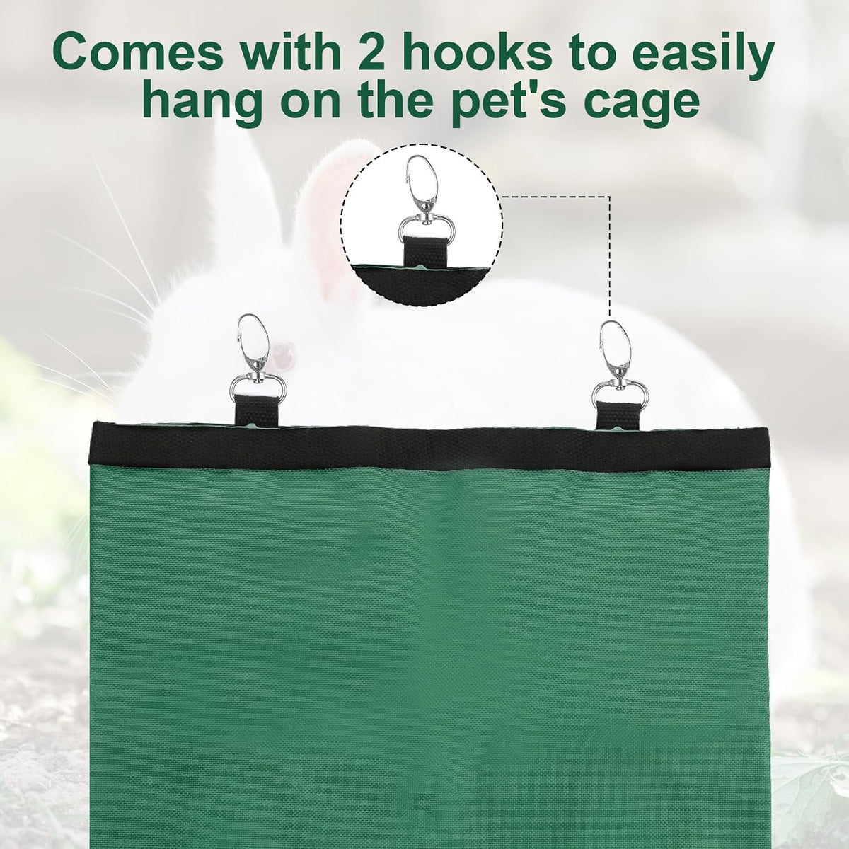 2 Pcs Rabbit Hay Feeder,Guinea Pig Hay Feeder,13x10.8 Inch Guinea Pig Bag,Small Animal Feeding Bag for Rabbits, Hamsters, Hedgehogs(3 Holes,Green) - Image 5