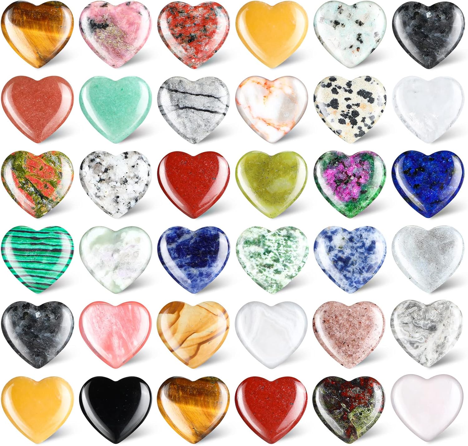 Nuenen 40 Pieces Heart Shaped Crystal Stones front view assorted colors