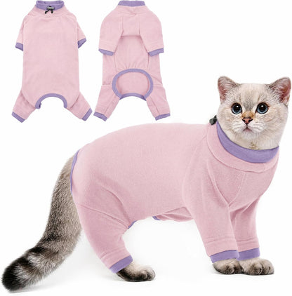 PUMYPOREITY Sticky Hair Cat Clothes, Prevent Loss Pajamas, Soft Sweaters for Cats Only, Onesie, Recovery Suit After Surgery, Green, M - Image 14