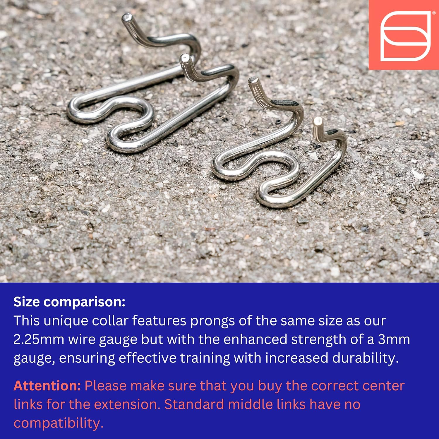 Three pack of three millimeter short version stainless steel dog training prongs.