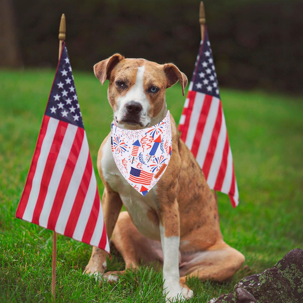 ADOGGYGO white blue fourth of july pet scarf flat lay presentation