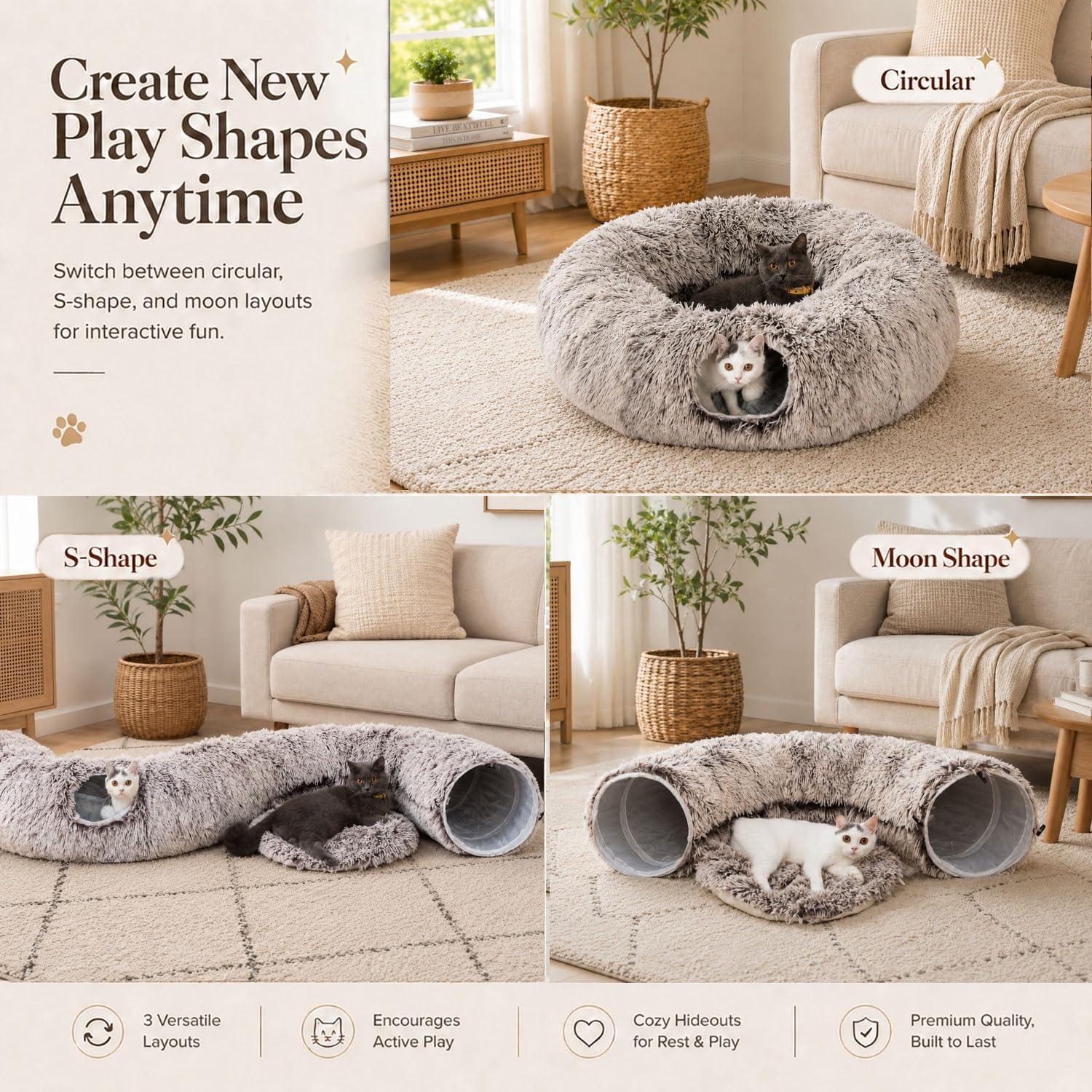 Removable washable cushion detail of the LUCKITTY plush cat bed