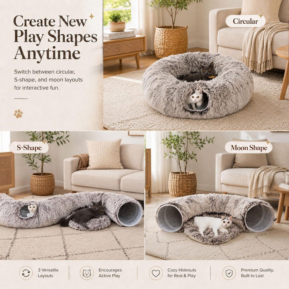 Removable washable cushion detail of the LUCKITTY plush cat bed