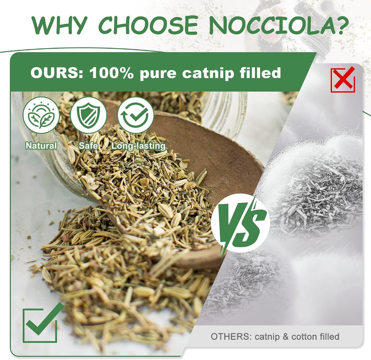 Nocciola organic catnip kicker toys for indoor kittens