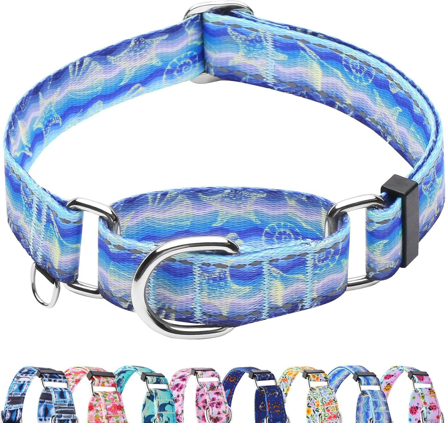 Reflective Martingale Collar for Dogs Nylon Training Collar with No Buckle Cute Floral No Pull Dog Collar for Medium DogsYellow FlowerM - Image 14