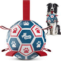 QDAN interactive dog soccer ball with red and blue panels