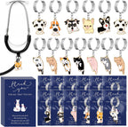 XunYee veterinary appreciation gifts bulk stethoscope charms front view showcasing various colorful enamel cat and dog pendants