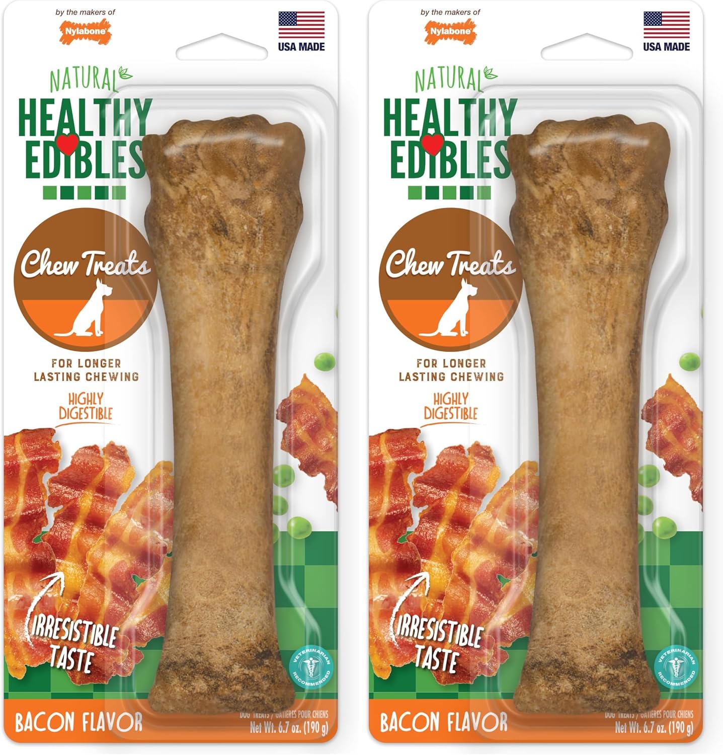 Nylabone Healthy Edibles Natural Dog Chews, Long Lasting Bones for Dogs, Bacon Flavor Dog Treats, X-Large (2 Count) - Image 15