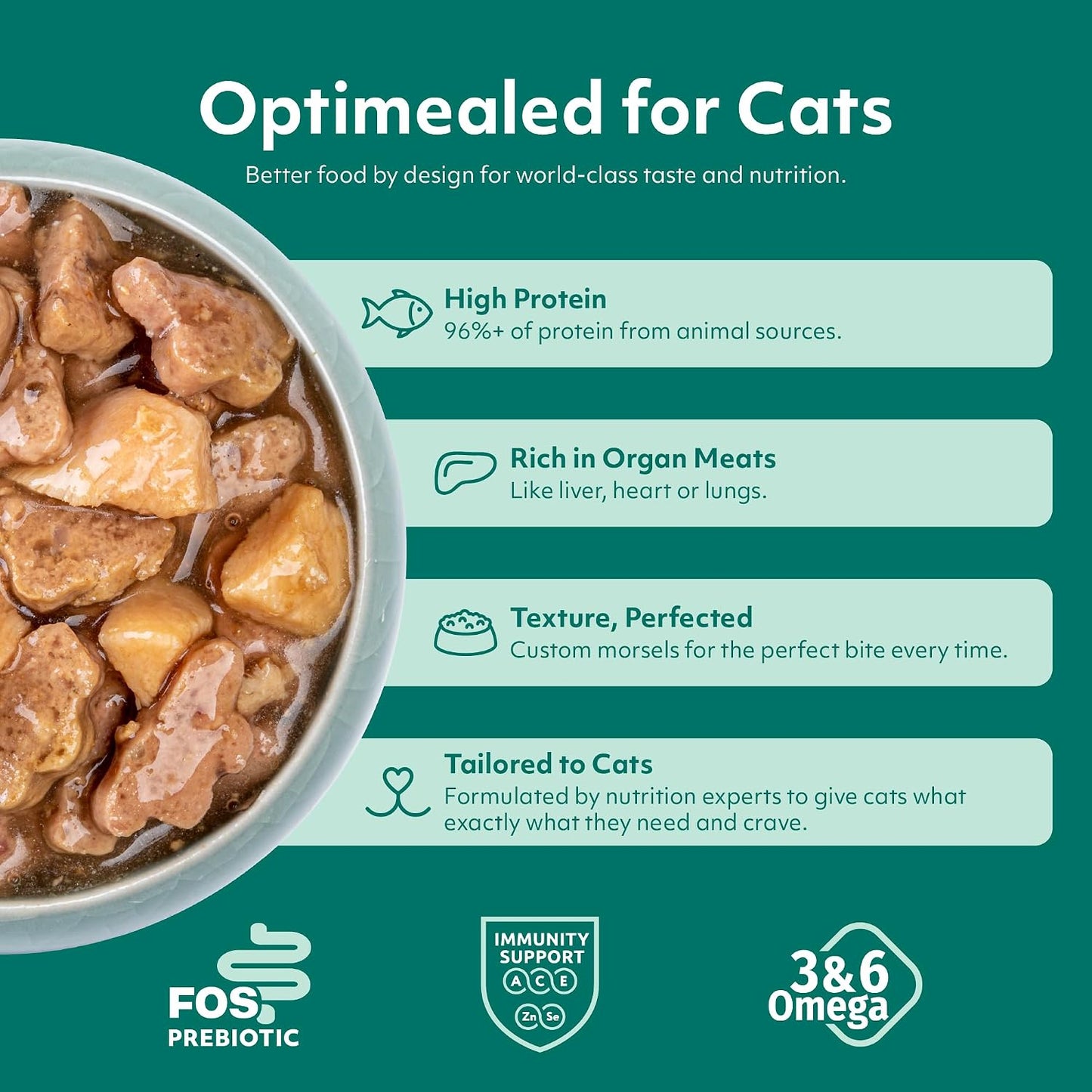 Optimeal premium high protein adult wet cat food chicken and turkey formula.