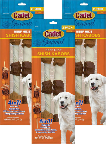 Cadet Gourmet Shish Kabob Dog Chews for Large Breeds, Rawhide Treats For Dogs with Chicken and Sweet Potato, Healthy & Natural Beef Hide, 10-Inch Sticks, 4 Count (Pack of 1) - Image 15