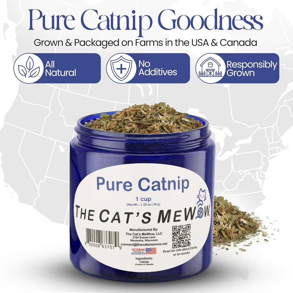 High potency single ingredient feline catnip jar showing product label