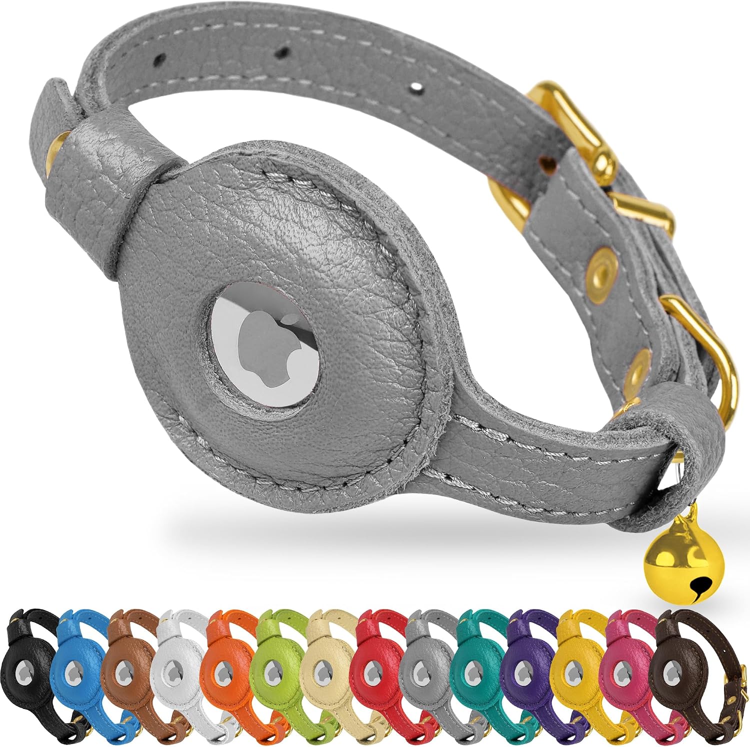 Authentic USA imported OOPSDOGGY leather pet collar in aquamarine shade.