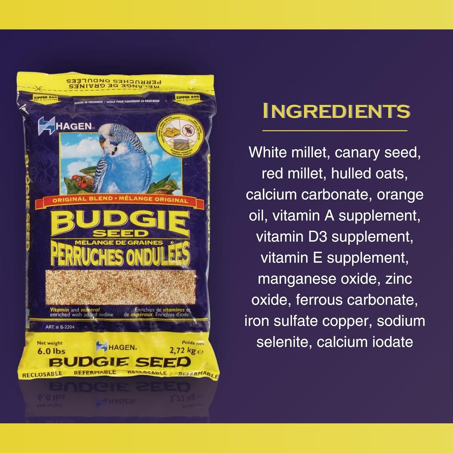 Nutritionally balanced bird seed mix for healthy budgies