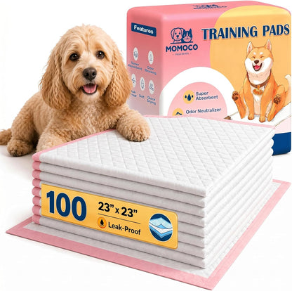 MoMoCo pink puppy pads front view super absorbent training sheet.