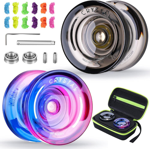 MAGICYOYO K2 Crystal yoyo two pack front view professional dual purpose toy