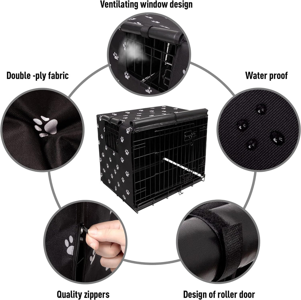 Pet Prime waterproof dog crate cover adjustable door flaps secured with fasteners